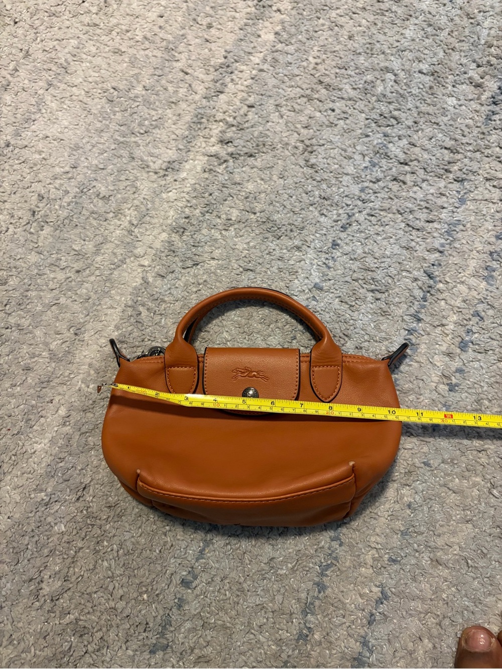 Longchamp Le Pliage Cuir Mini Leather Crossbody Bag Cognac Tan Brown - Picture 5 of 13